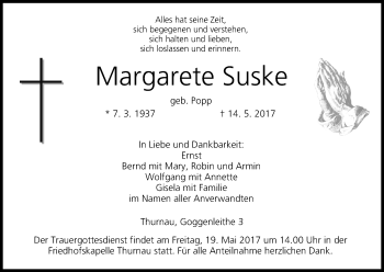 Anzeige von Margarete Suske von MGO