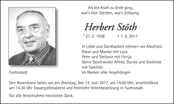 Anzeige von Herbert Stöth von MGO
