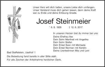 Anzeige von Josef Steinmeier von MGO