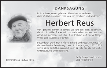 Anzeige von Herbert Reus von MGO