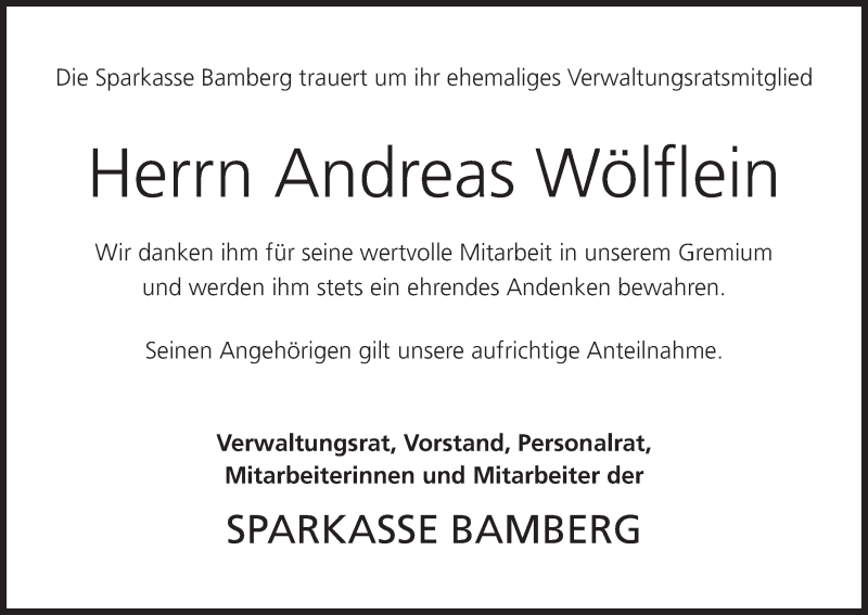  Traueranzeige für Andreas Wölflein vom 23.06.2017 aus MGO