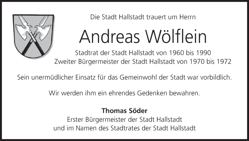  Traueranzeige für Andreas Wölflein vom 22.06.2017 aus MGO