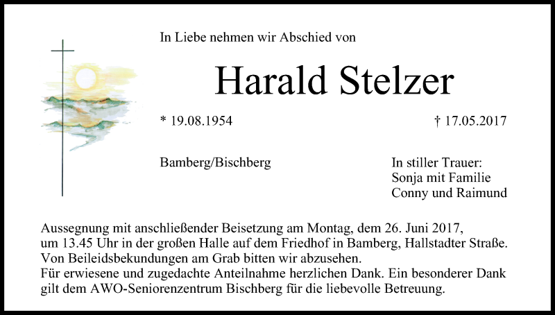  Traueranzeige für Harald Stelzer vom 21.06.2017 aus MGO