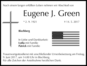 Anzeige von Eugene J. Green von MGO