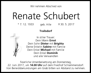 Anzeige von Renate Schubert von MGO