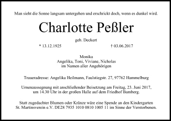 Anzeige von Charlotte Peßler von MGO
