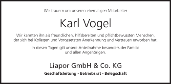 Anzeige von Karl Vogel von MGO