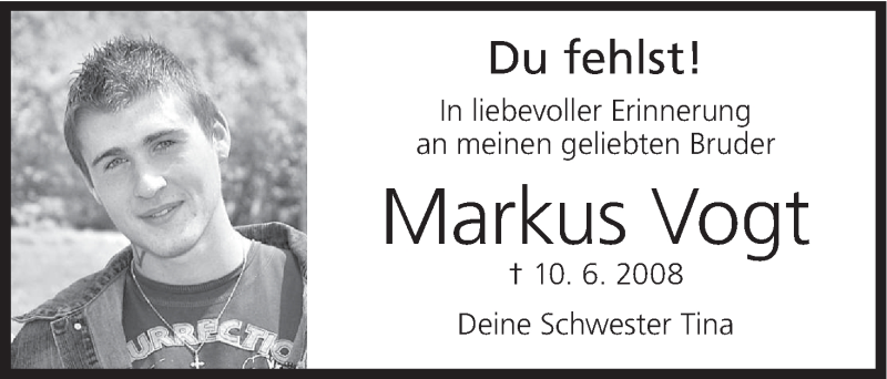  Traueranzeige für Markus Vogt vom 10.06.2017 aus MGO