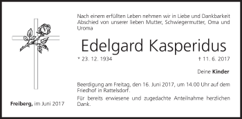 Anzeige von Edelgard Kasperidus von MGO