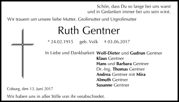 Anzeige von Ruth Gentner von MGO