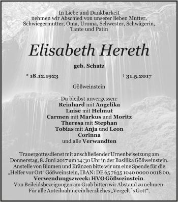 Anzeige von Elisabeth Hereth von MGO