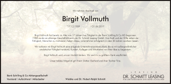 Anzeige von Birgit Vollmuth von MGO
