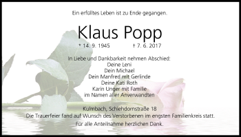 Anzeige von Klaus Popp von MGO