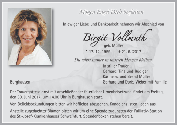 Anzeige von Birgit Vollmuth von MGO
