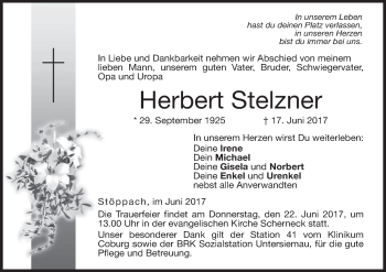 Anzeige von Herbert Stelzner von MGO