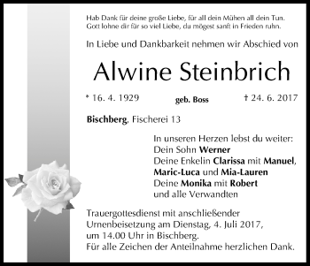 Anzeige von Alwine Steinbrich von MGO