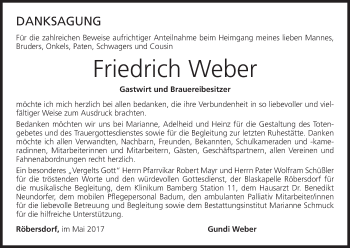 Anzeige von Friedrich Weber von MGO