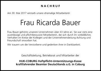 Anzeige von Ricarda Bauer von MGO