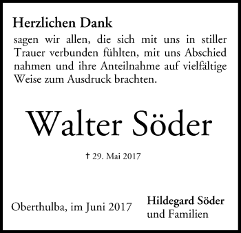 Anzeige von Walter Söder von MGO