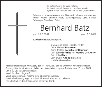 Anzeige von Bernhard Batz von MGO