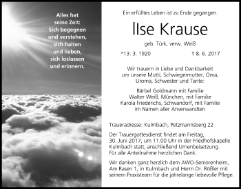 Anzeige von lIse Krause von MGO