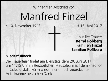 Anzeige von Manfred Finzel von MGO