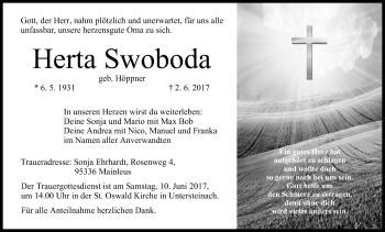 Anzeige von Herta Swoboda von MGO