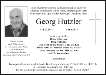 Anzeige von Georg Hutzler von MGO