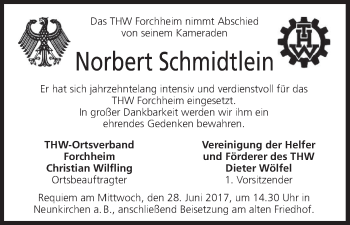 Anzeige von Norbert Schmidtlein von MGO