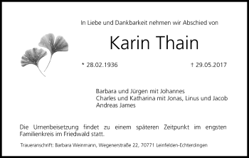 Anzeige von Karin Thain von MGO