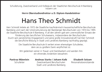 Anzeige von Hans Theo Schmidt von MGO