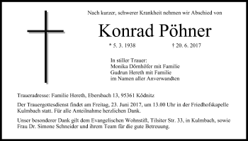 Anzeige von Konrad Pöhner von MGO