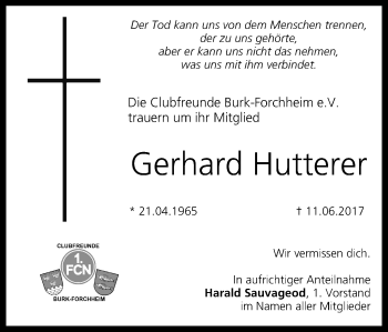 Anzeige von Gerhard Hutterer von MGO
