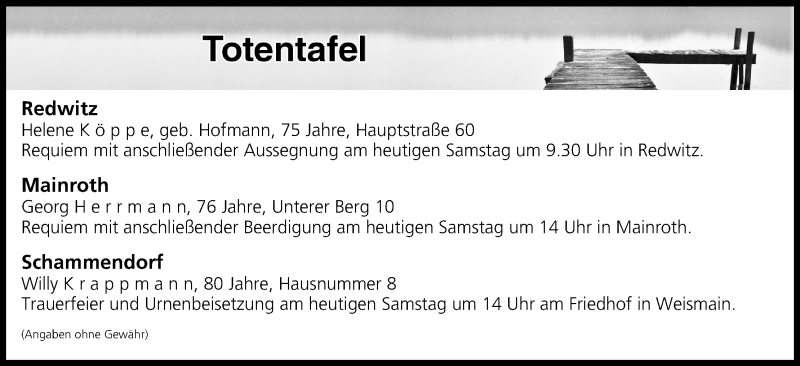  Traueranzeige für Totentafel vom 17.06.2017 vom 17.06.2017 aus MGO