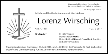 Anzeige von Lorenz Wirsching von MGO