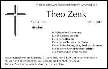 Anzeige von Theo Zenk von MGO