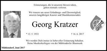 Anzeige von Georg Kratzer von MGO