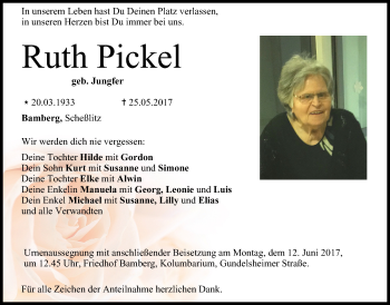 Anzeige von Ruth Pickel von MGO