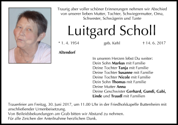 Anzeige von Luitgard Scholl von MGO