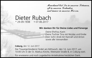 Anzeige von Dieter Rubach von MGO