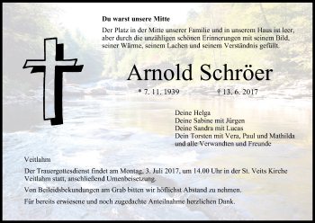 Anzeige von Arnold Schröer von MGO