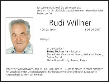 Anzeige von Rudi Willner von MGO
