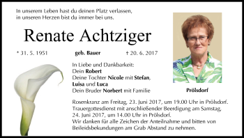 Anzeige von Renate Achtziger von MGO
