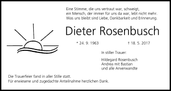 Anzeige von Dieter Rosenbusch von MGO