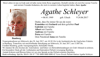 Anzeige von Agathe Schleyer von MGO