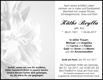 Anzeige von Käthe Brylla von MGO