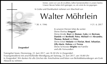 Anzeige von Walter Möhrlein von MGO