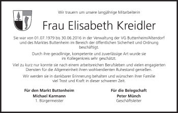 Anzeige von Elisabeth Kreidler von MGO