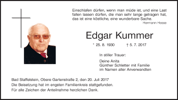 Anzeige von Edgar Kummer von MGO