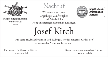Anzeige von Josef Kirch von MGO